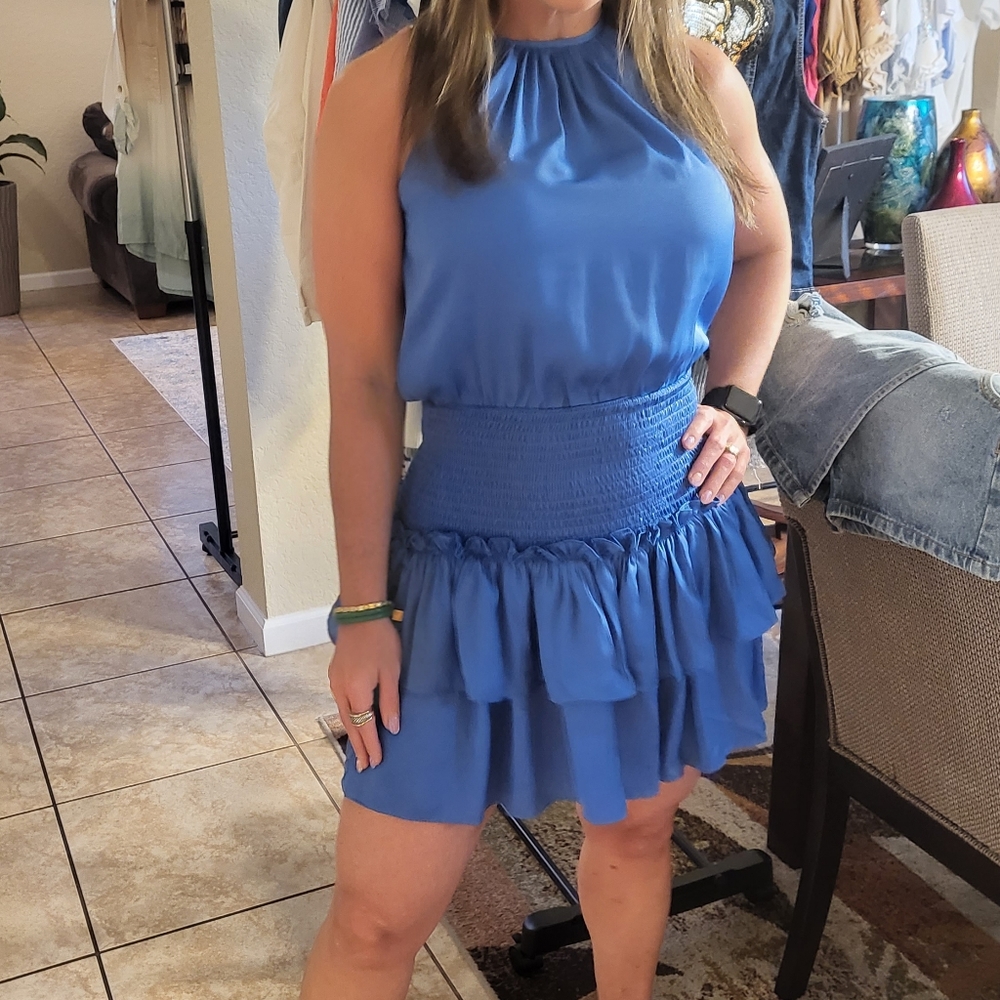 Blue sleeveless romper